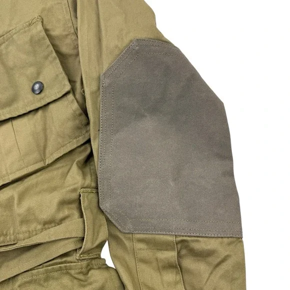 JQMD Green Vintage Military Jacket Men's Size 40R Full Zip Snap Cotton